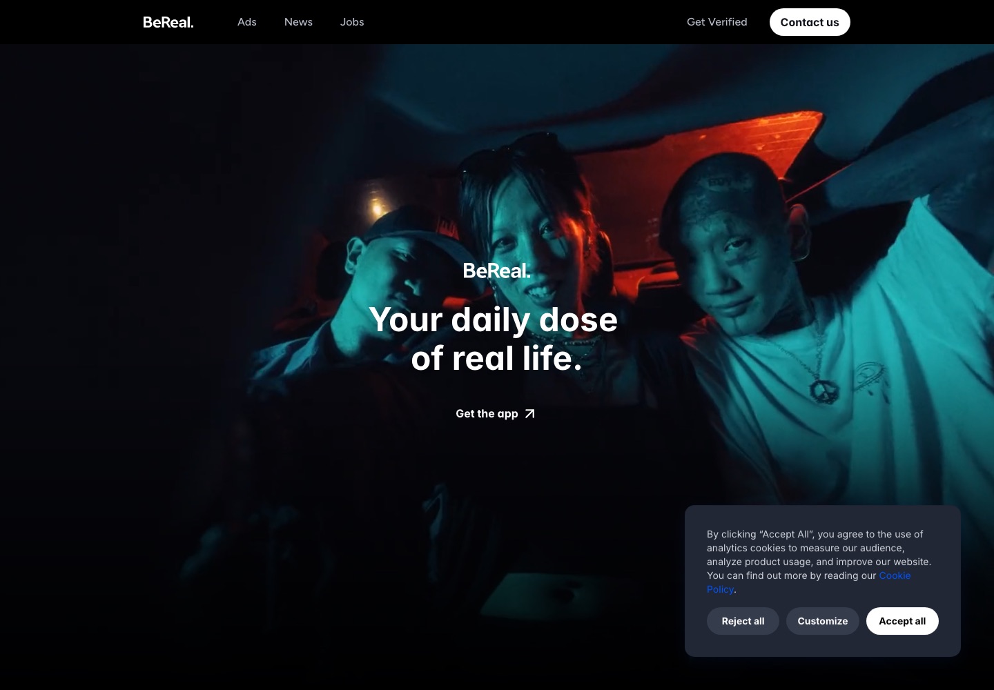 BeReal landing page screenshot