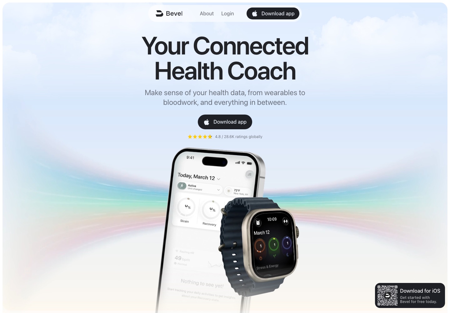 Bevel landing page screenshot