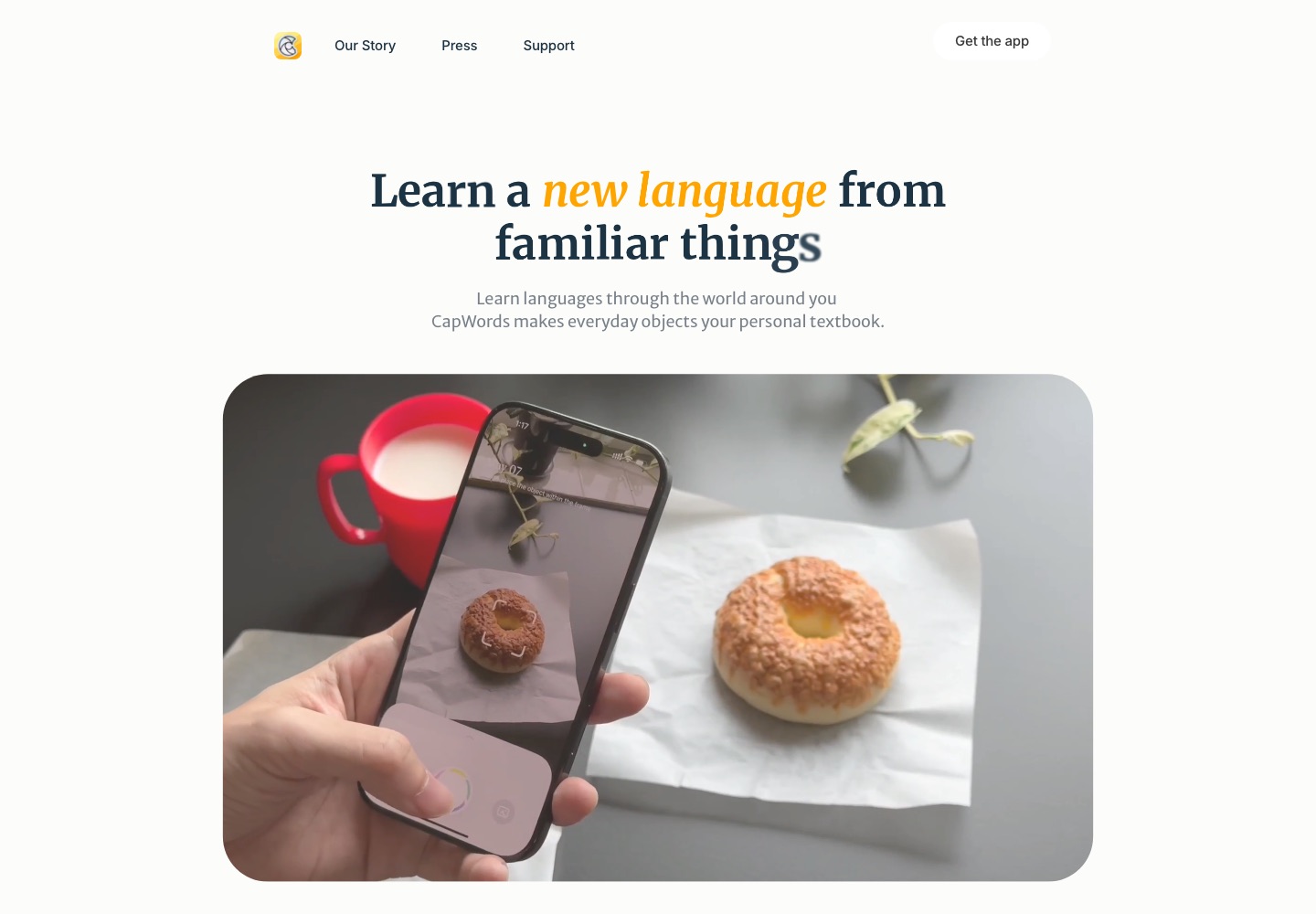 CapWords landing page screenshot