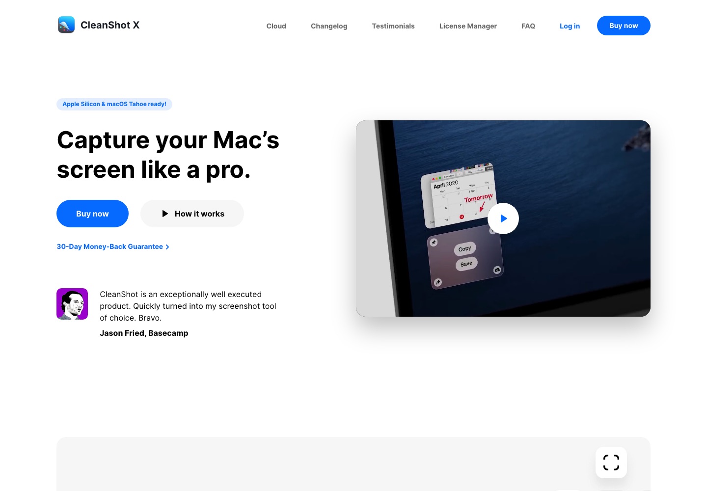 CleanShot X landing page screenshot