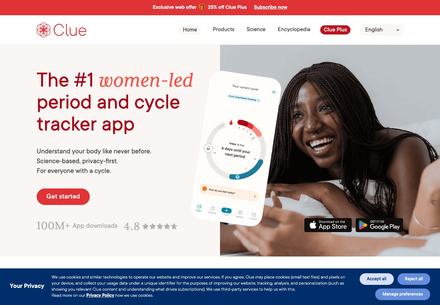 Clue landing page screenshot