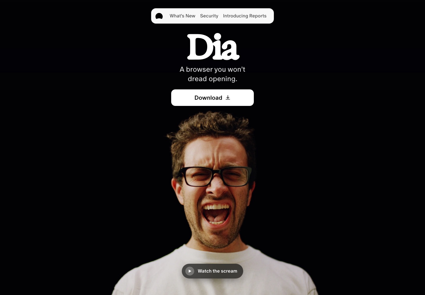 Dia landing page screenshot