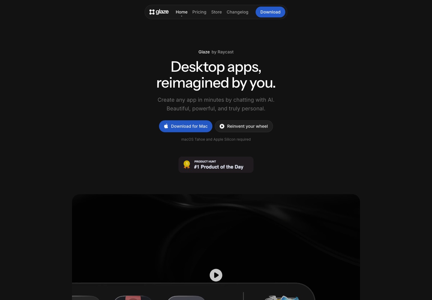 Glaze landing page screenshot