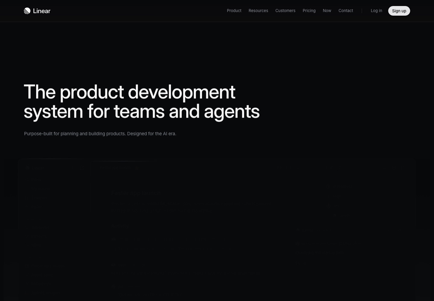 Linear landing page screenshot