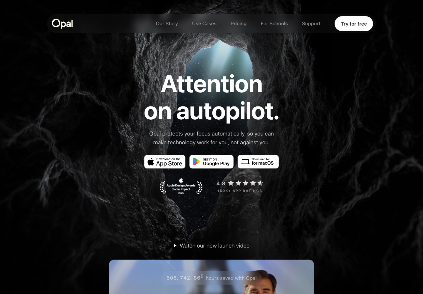 Opal landing page screenshot