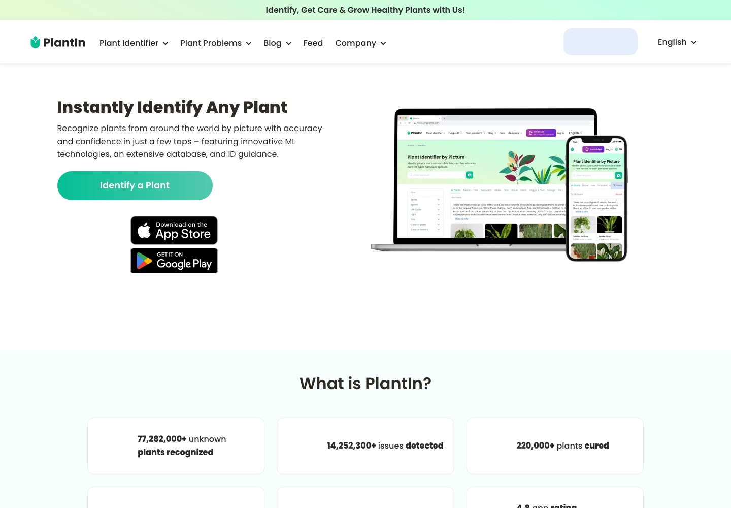 PlantIn landing page screenshot