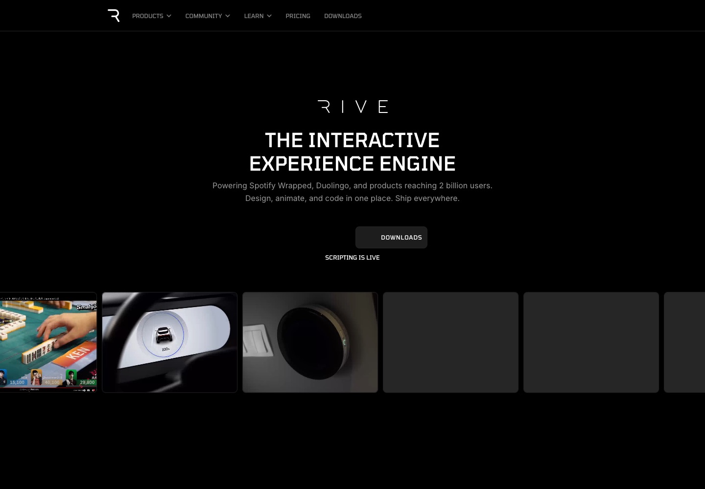 Rive landing page screenshot