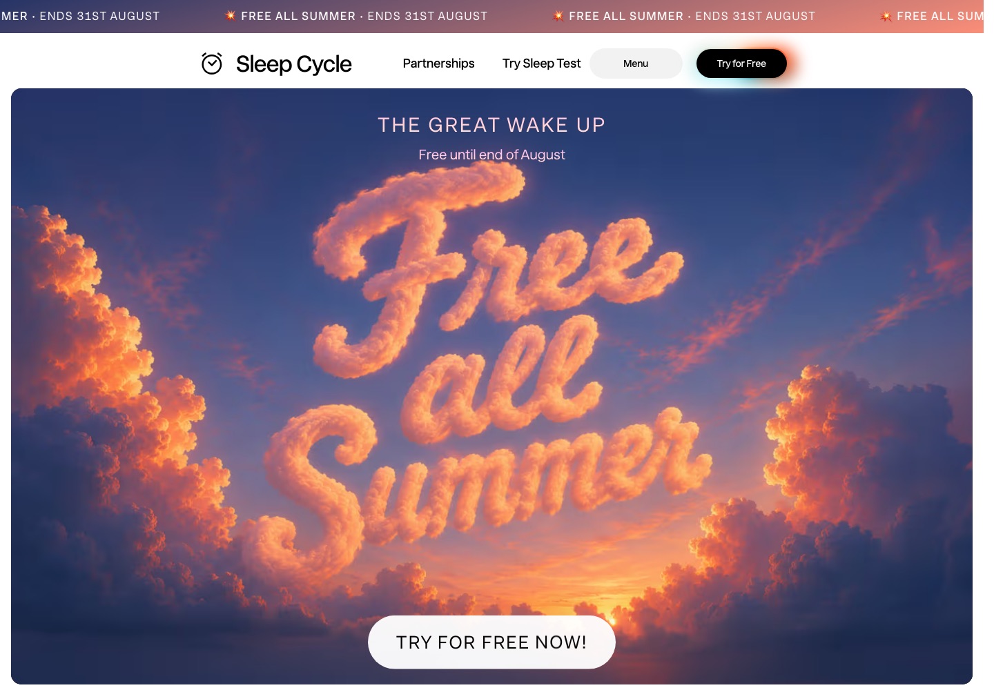 Sleep Cycle landing page screenshot