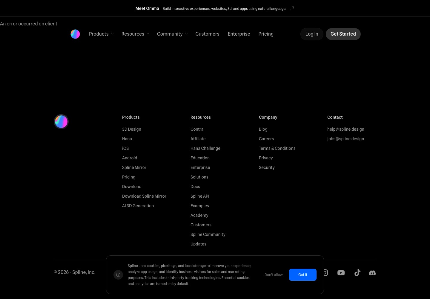 Spline landing page screenshot