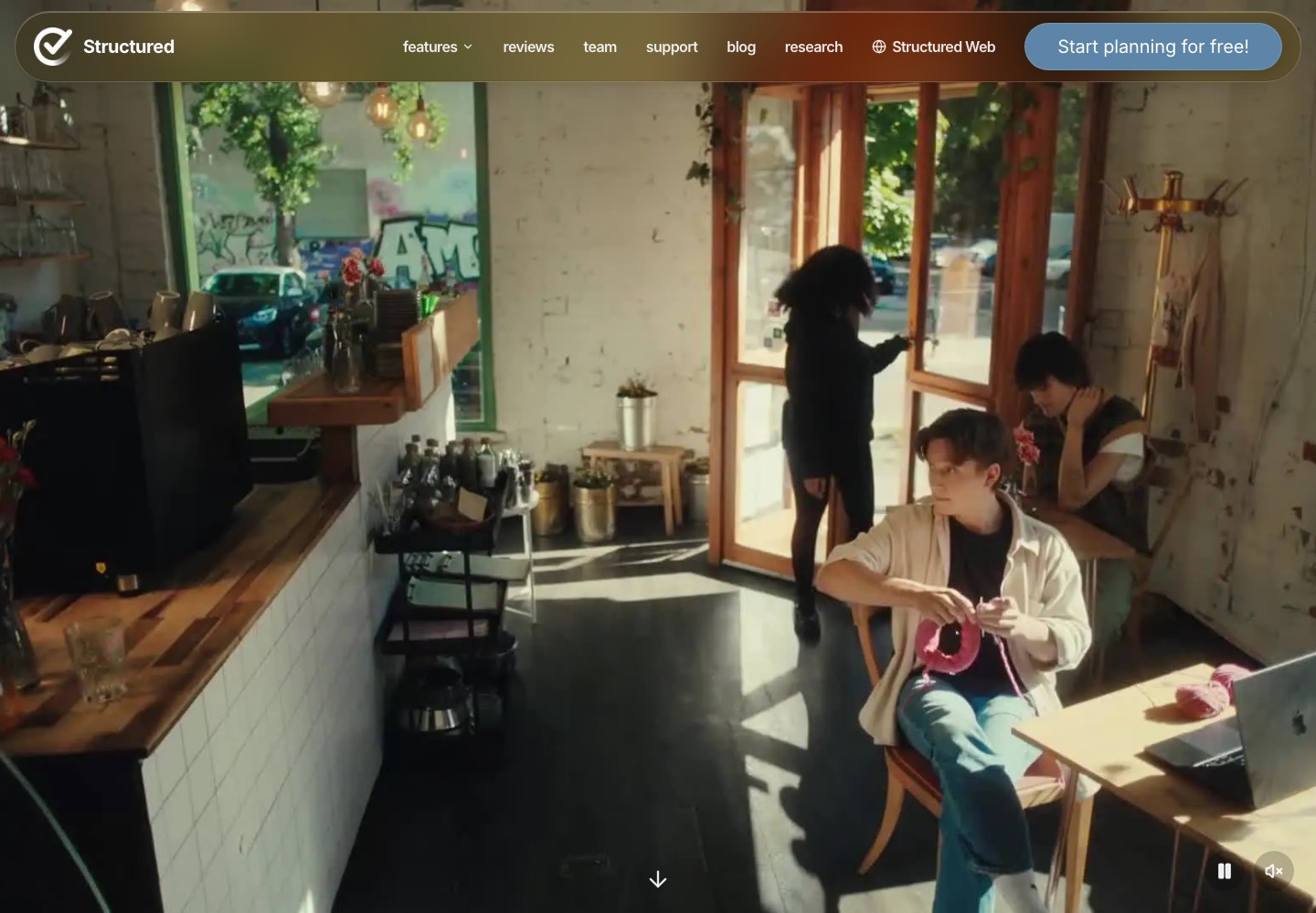 Structured landing page screenshot